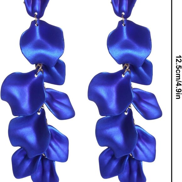 1 Pair of Long Acrylic Rose Petal Dangle Earrings Rose Flower Earrings Drop Stat - Picture 2 of 7